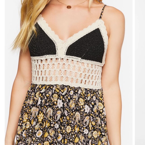 Crochet woven and floral maxi dress Small forever 21 - Picture 5 of 12